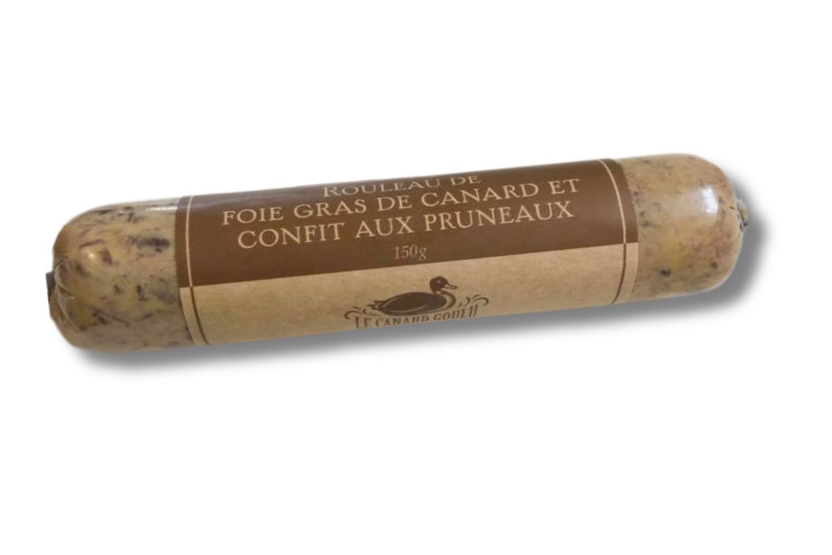 Rouleau de foie gras et confit aux pruneaux